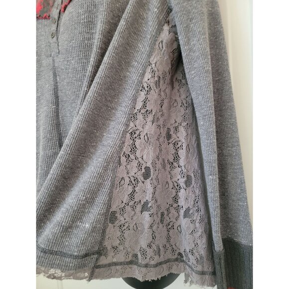 We The Free CABIN IN THE WOODS Thermal Nordic Lace Knit Boho Shirt Top Women's M - Picture 4 of 8